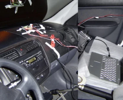 Sensor and laptop installation for the car music experiment