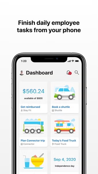 MyHub mobile dashboard for daily employee tasks