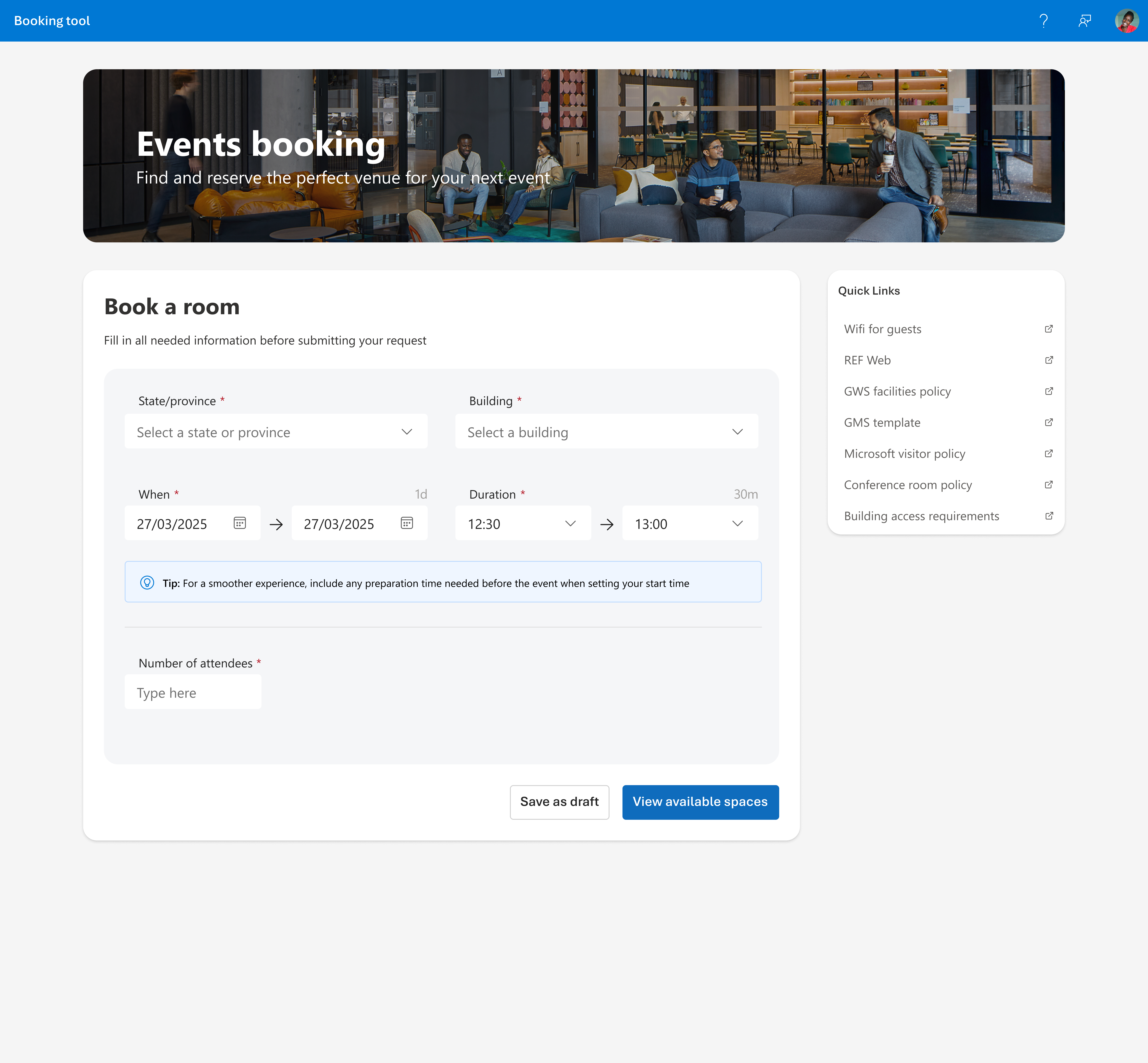 Event request and booking intake