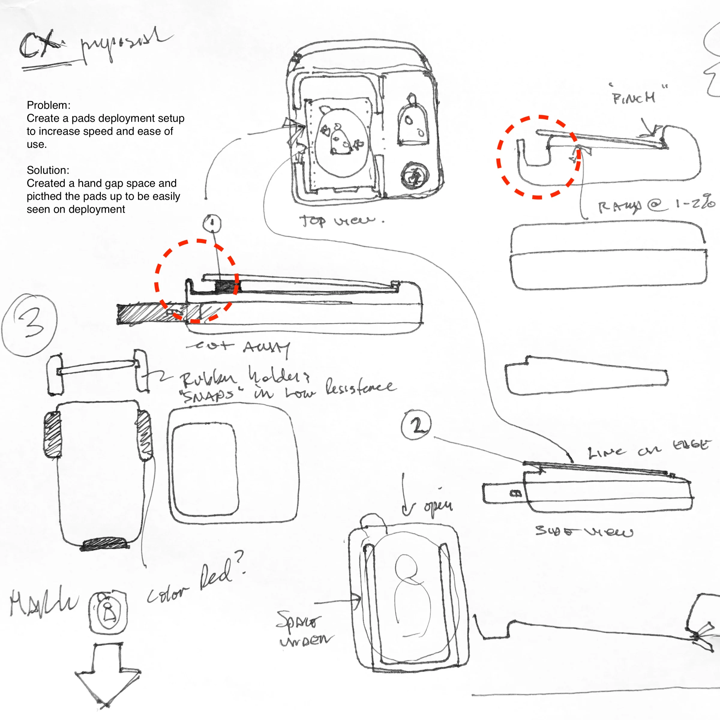 Public Access AED case and pad deployment sketch