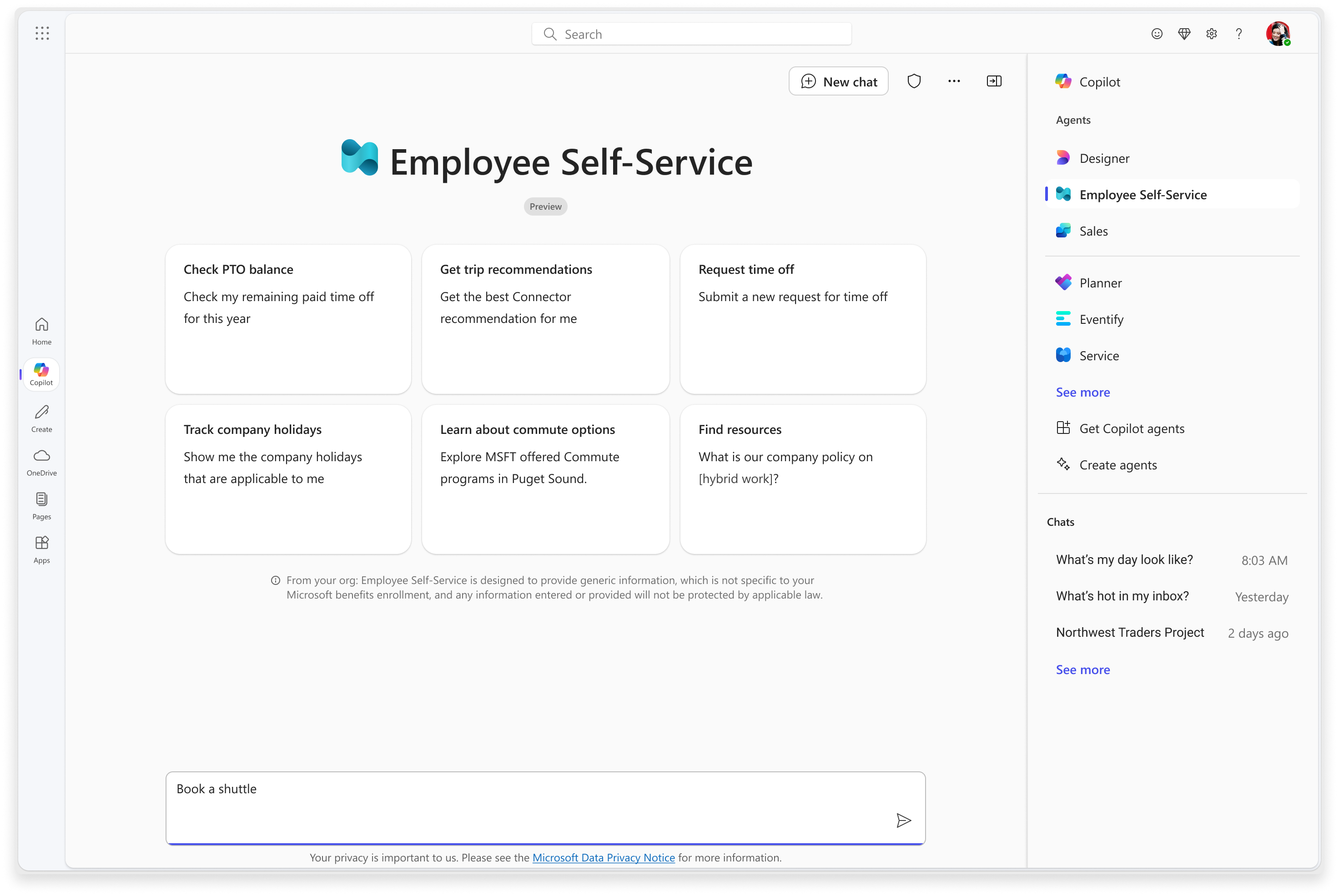 Employee Self-Service Copilot agent